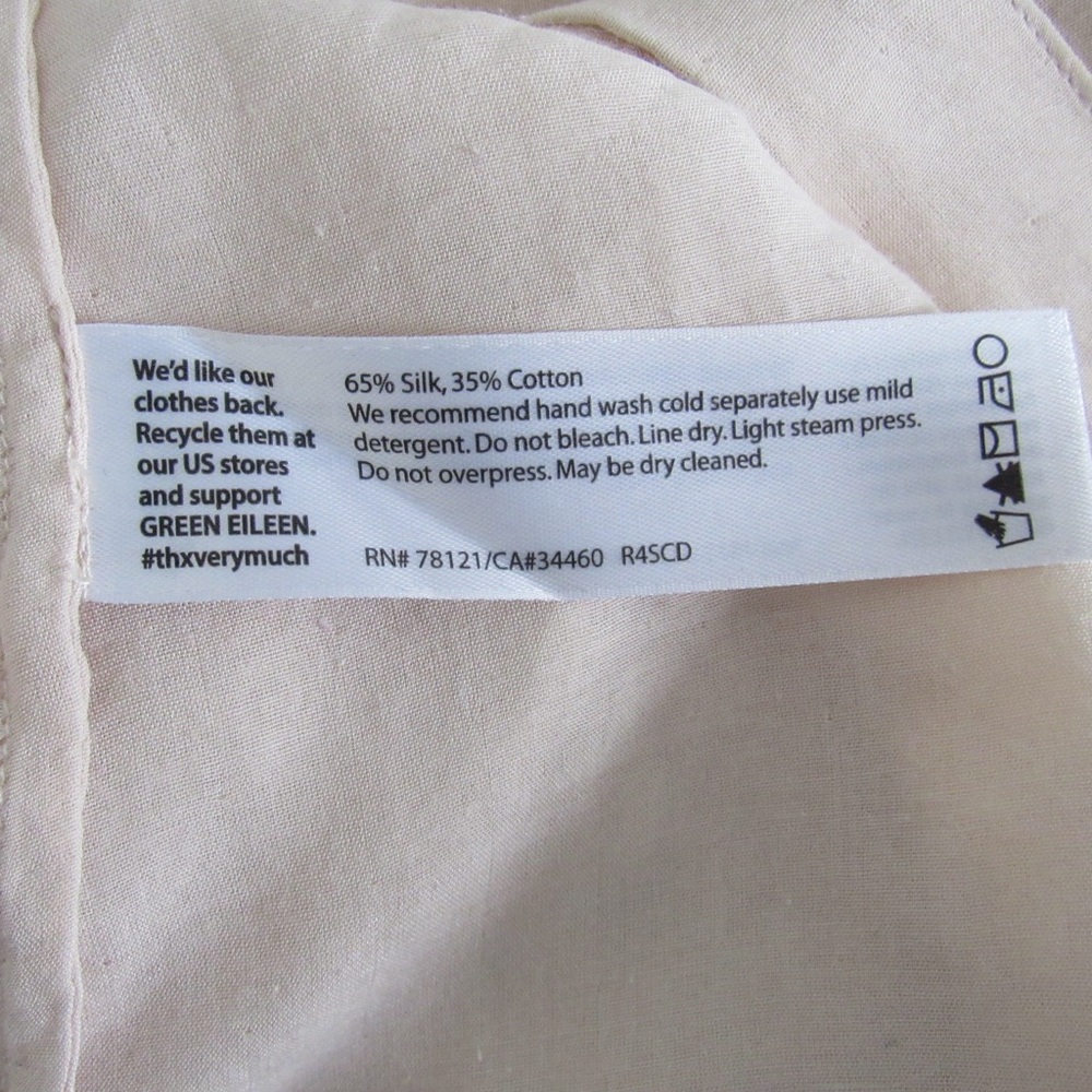 Eileen Fisher Shirt Medium Organic Cotton Silk Light Peach Button Long Sleeve - Picture 9 of 10